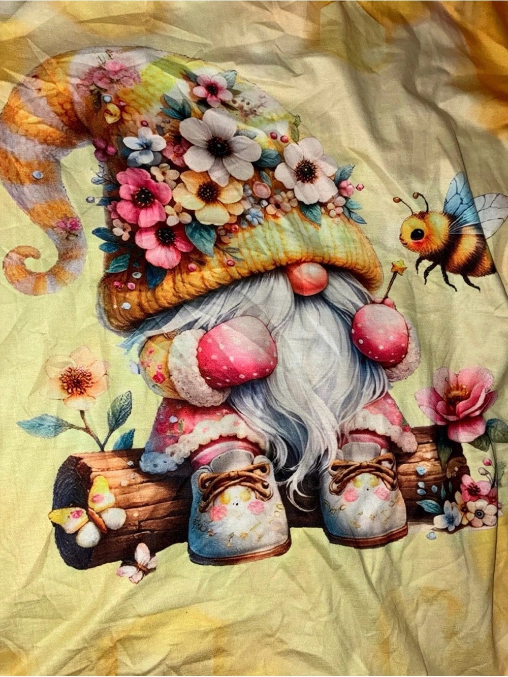 Floral Bee Gnome Graphic T-Shirt